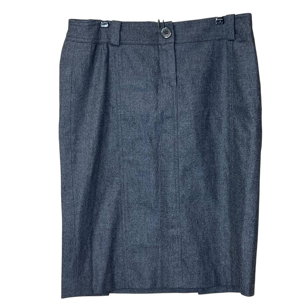 Burberry London Wool Lined Midi Skirt Dark Grey Women 14 Double Kick Pleats
